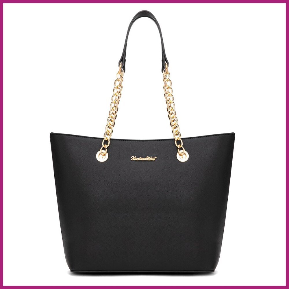 PU Leather Tote Bag with Chain Handle Top-Handle Handbag